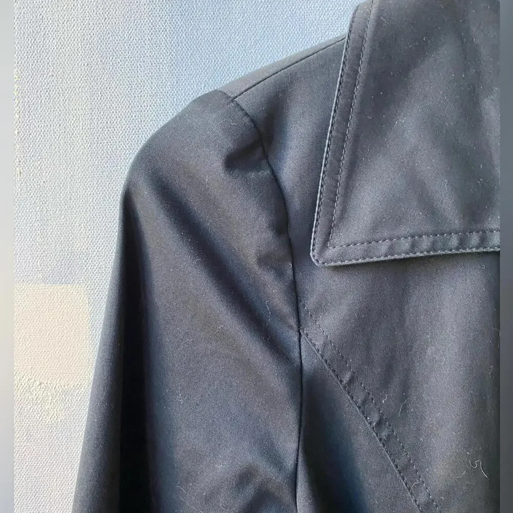 Brooks Brothers 346 Short Trench Coat Black Double Breasted - Picture 3 of 8